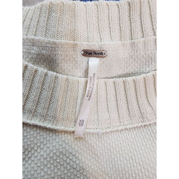 Free People Sweater - aztec colorful sleeve waffle knit cream long sleeve top xs - Picture 5 of 10